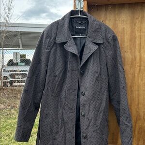 Relativity Men's Charcoal Patterned Trench Coat